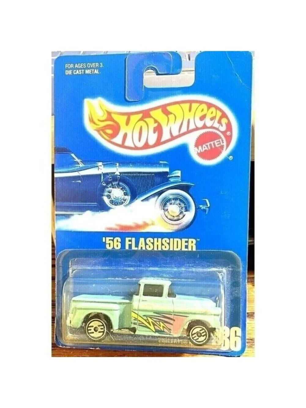 Vintage Hot Wheel Die Cast 1991 '56 Flashsider Teal Pickup Truck 136 Blue 2029